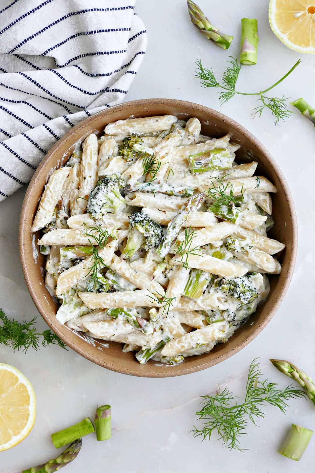 Creamy Asparagus Broccoli Pasta