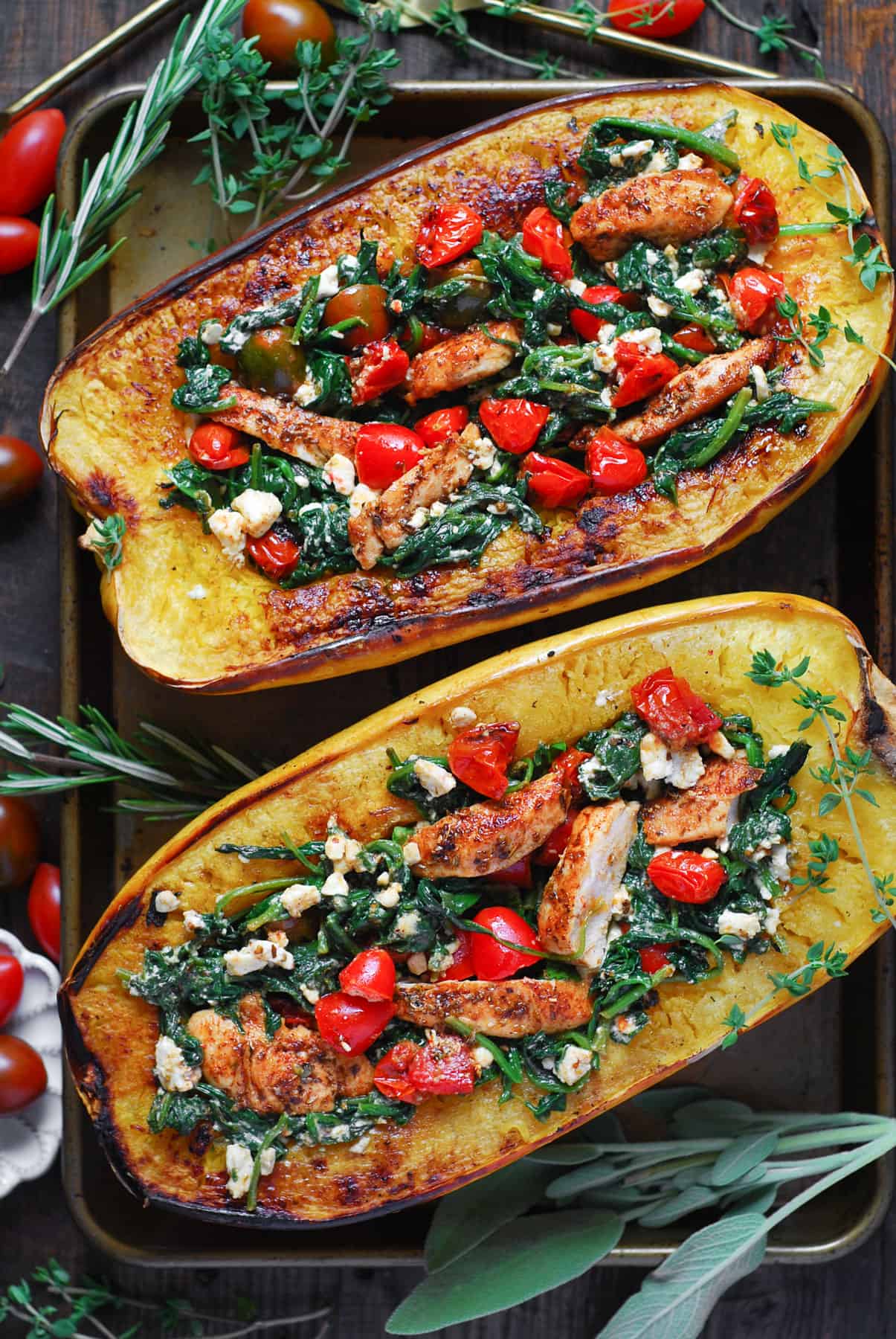 Veri Fine Brand Spaghetti Squash with Chicken, Tomatoes, Spinach, and Feta Cheese
