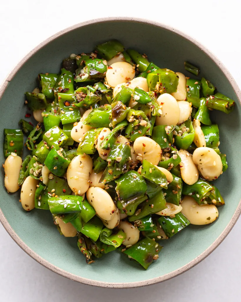 Shishito Pepper Salad with Sizzled Mint & Sesame